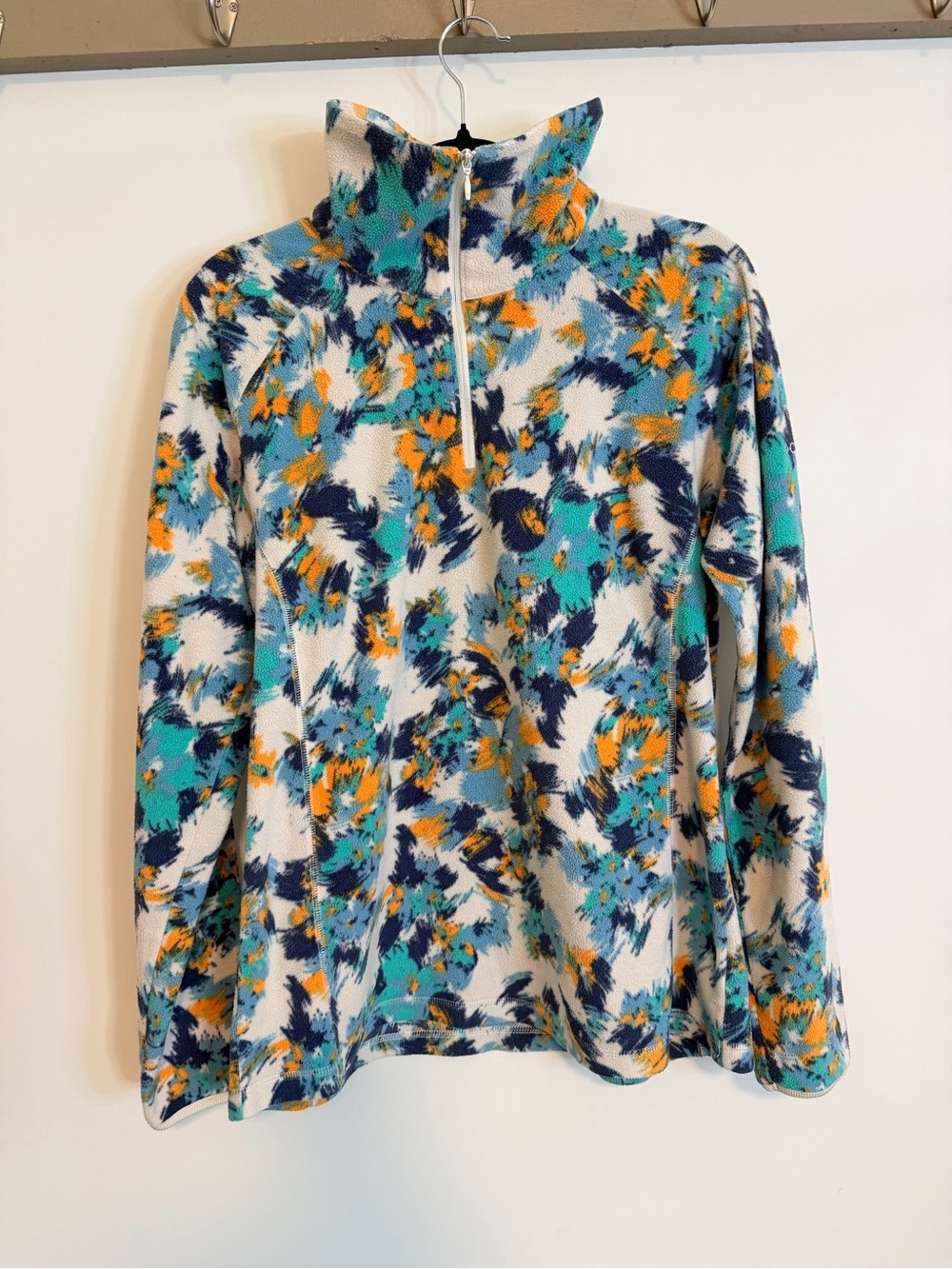 Columbia Women’s Pullover Fleece Sweatshirt in Teal, Navy & Orange
